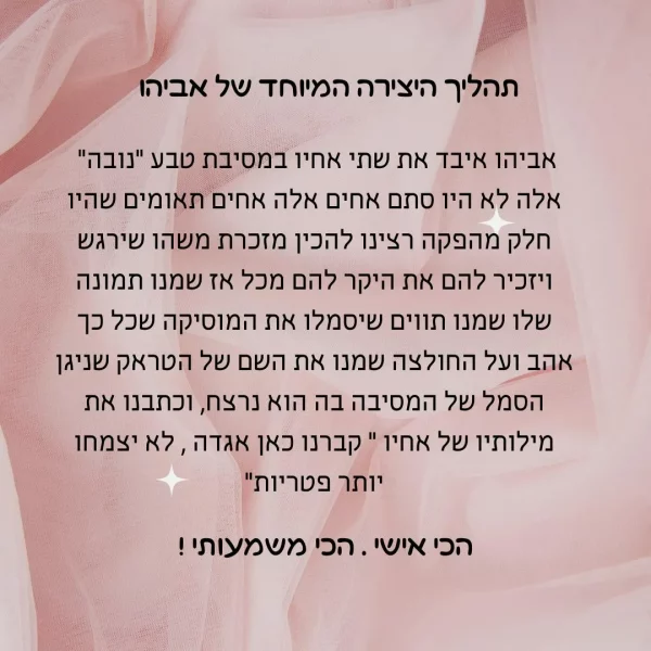 תהליך היצירה של אביהו למעמד זיכרון